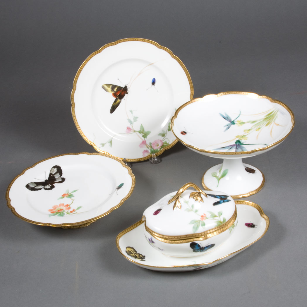 Lot 361 - Limoges Butterfly Decorated Porcelain Fruit...