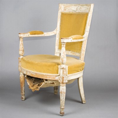 Lot 428 - Directoire Painted Fauteuil en Cabriolet Circa...