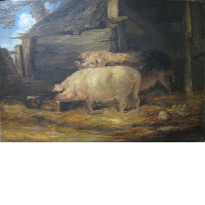 Lot 8 - Follower of James Ward Two Sows Oil on panel 7...
