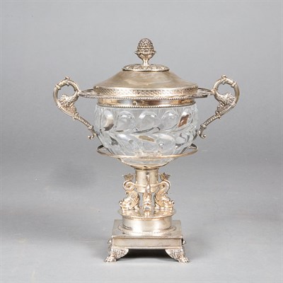 Lot 356 - French Silver and Cut Glass Condiment Set...
