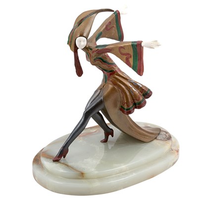 Lot 485 - Art Deco Style Cold Painted Bronze and Ivory...