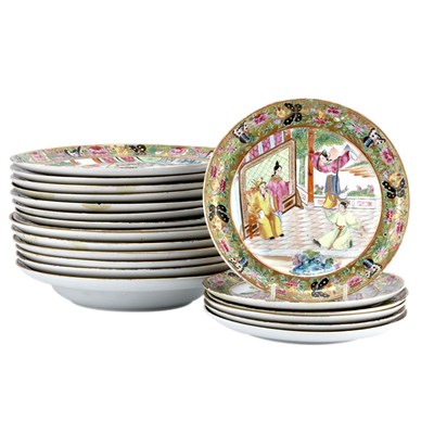 Lot 233 - Canton Famille Rose Porcelain Partial Table...