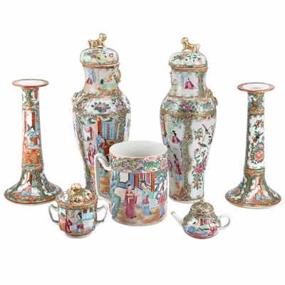 Lot 201 - Group of Canton Rose Medallion Porcelain...