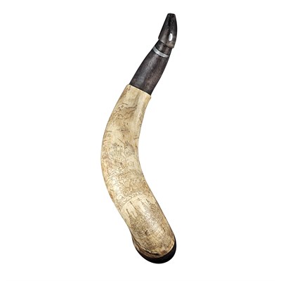 Lot 178 - American Map Decorated Powder Horn Possibly by...