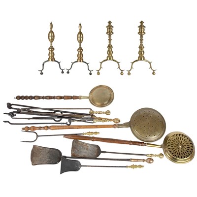 Lot 257 - Group of Brass and Iron Fireplace Equipment...