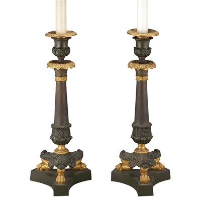 Lot 558 - Pair of Empire Style Gilt and Patinated-Bronze...