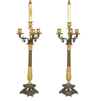Lot 554 - Pair of Empire Style Gilt and Patinated-Metal...