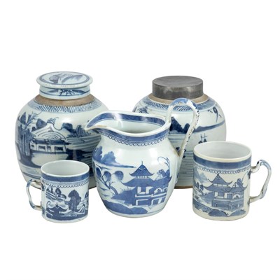 Lot 215 - Group of Canton and Nanking Blue and White...