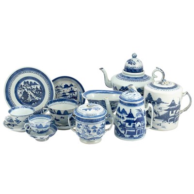 Lot 220 - Group of Canton Blue and White Porcelain Tea...