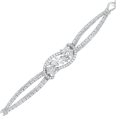 Lot 551 - Platinum and Diamond Bracelet