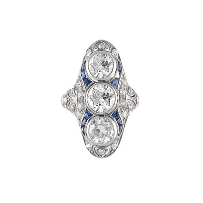 Lot 260 - Edwardian Platinum, Diamond and Sapphire Ring