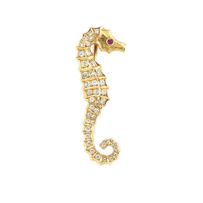 Lot 799 - Gold and Diamond Sea Dragon Pin, Cartier