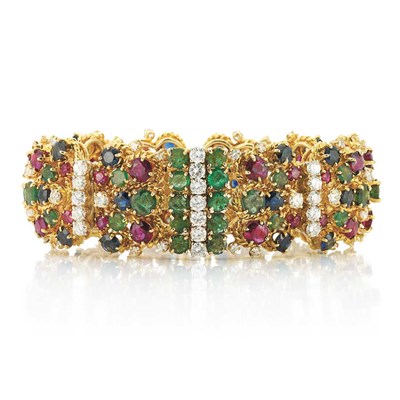 Lot 107 - Gold, Colored Stone and Diamond Bracelet