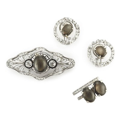 Lot 846 - Group of Black Star Sapphire and Diamond Jewelry