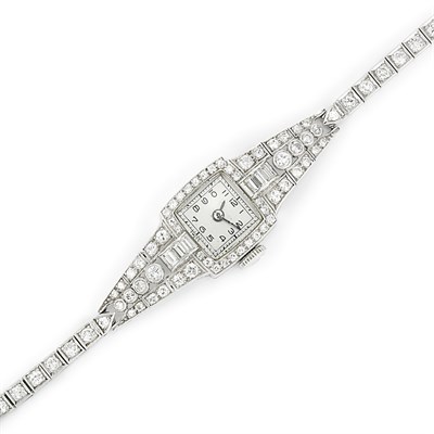 Lot 236 - Platinum and Diamond Wristwatch
