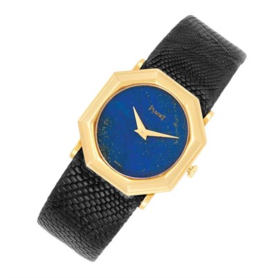 Lot 241 - Octagonal Gold and Lapis Wristwatch, Piaget