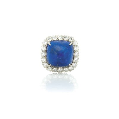 Lot 774 - Platinum, Lapis and Diamond Ring