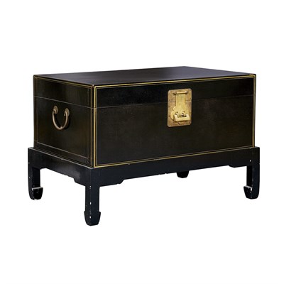 Lot 1165 - Chinese Painted Pigskin Trunk Raised on a...