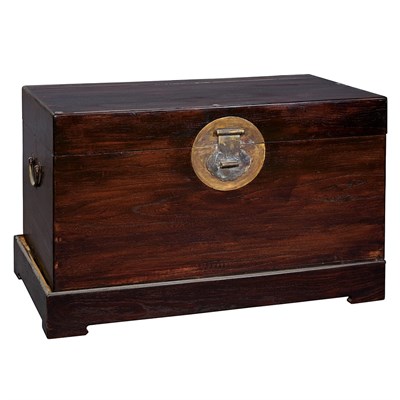 Lot 1048 - Chinese Brass Mounted Dark Stained Wood Trunk...
