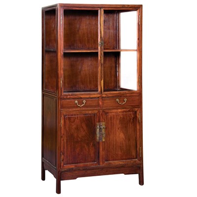 Lot 1149 - Chinese Hardwood Cabinet With two glazed doors...