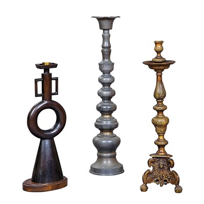 Lot 1033 - Brass Altar Stick Lamp Height 25 inches;...
