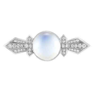 Lot 530 - Platinum, Moonstone and Diamond Brooch, Bailey, Banks & Biddle
