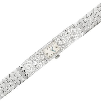 Lot 46 - Platinum, White Gold and Diamond Wristwatch