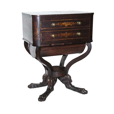 Lot 245A - Classical Stencil Decorated Rosewood Work...