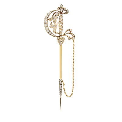Lot 512 - Antique Silver, Gold and Diamond Sword Brooch