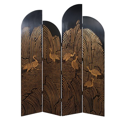 Lot 1008 - Chinese Art Deco Style Four-Panel Screen...