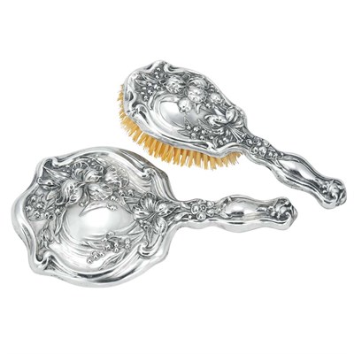 Lot 1168 - Sterling Silver Art Nouveau Hand Mirror and...