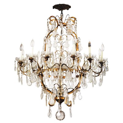 Lot 1138 - Rococo Style Gilt-Metal and Glass Twelve-Light...