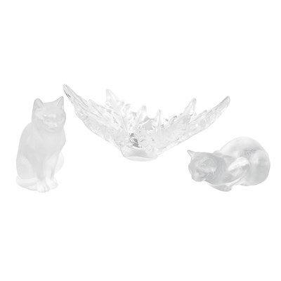 Lot 1163 - Lalique Glass Leaf-Form Bowl Inscribed Lalique...