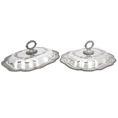 Lot 1046 - Pair of Regency Style Silver Plated Covered...