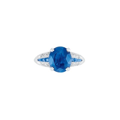 Lot 868 - Platinum, Sapphire and Diamond Ring