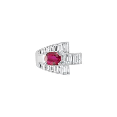 Lot 232 - Platinum, Ruby and Diamond Ring