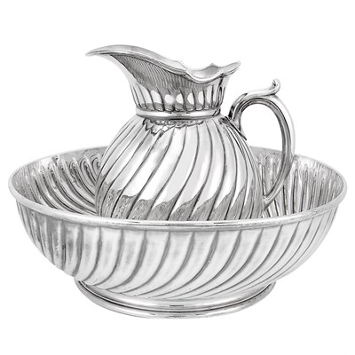 Lot 1049 - Christofle Silver Plated Pitcher and Bowl Set...