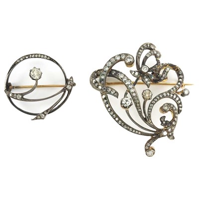 Lot 568 - Two Silver, Gold and Diamond Brooches