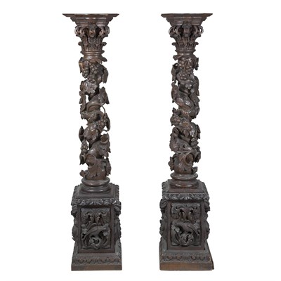 Lot 193 - Pair of Italian Renaissance Revival Carved Oak...
