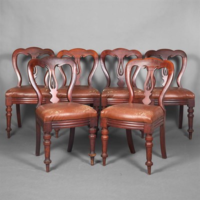 Lot 628 - Set of Six Victorian Mahogany Dining Side Chairs