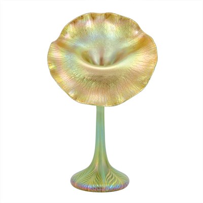 Lot 358 - Quezal Art Glass Jack-in-the-Pulpit Vase Circa...