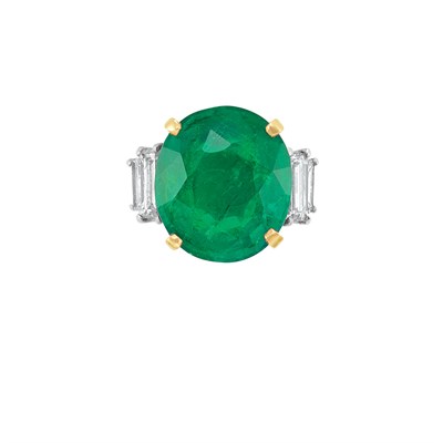 Lot 364 - Gold, Platinum, Emerald and Diamond Ring, Cartier