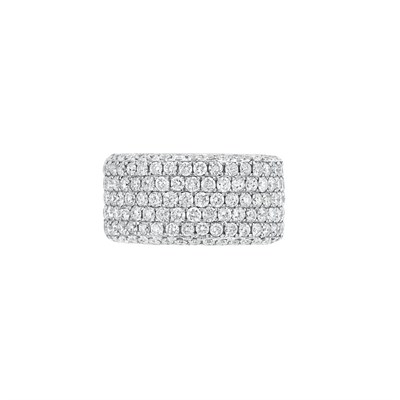 Lot 145 - Wide White Gold and Diamond Band Ring
