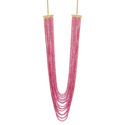 Lot 382 - Multistrand Ruby Bead and Gold Necklace