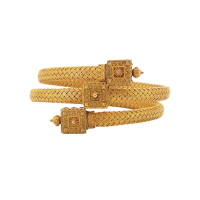 Lot 347 - Etruscan Revival Woven Gold Coiled Bracelet