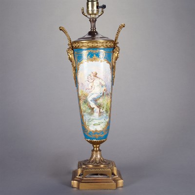 Lot 93 - Sevres Style Gilt-Metal Mounted Porcelain Lamp...