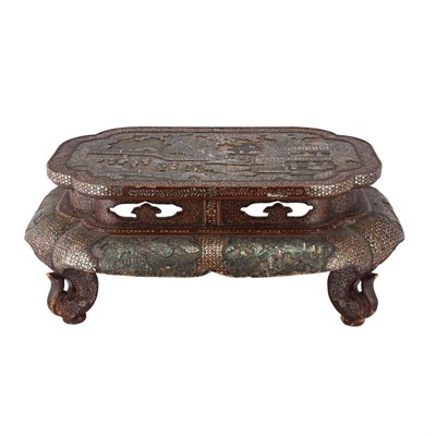 Lot 385 - Chinese Mother-of-Pearl and Lacquered Wood Low...
