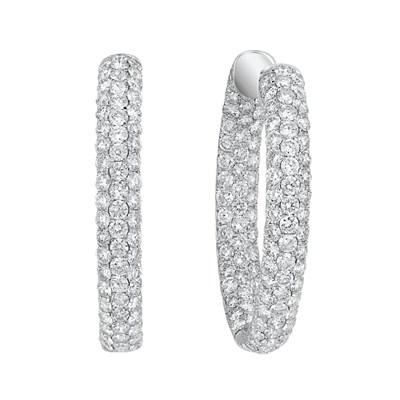 Lot 159 - Pair of White Gold and Diamond Hoop Earrings