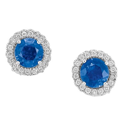 Lot 227 - Pair of White Gold, Sapphire and Diamond Earclips
