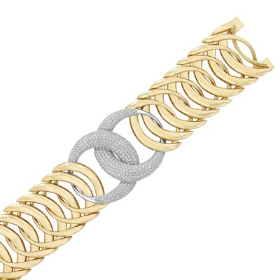 Lot 413 - Two-Color Gold and Diamond Bracelet
